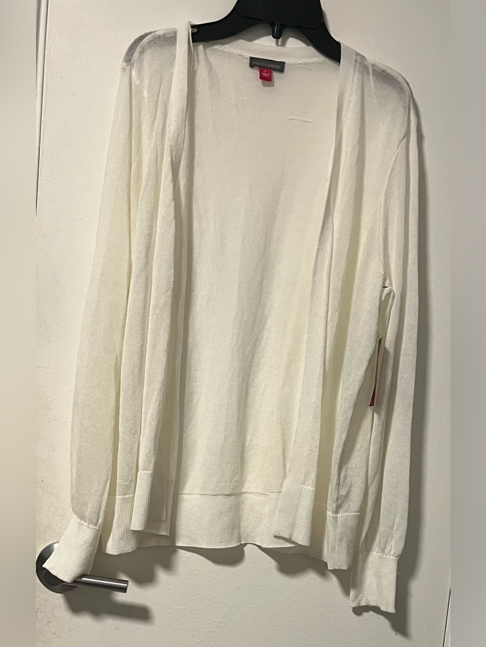 Vince Camuto Ivory Open-Front Lightweight Cardigan